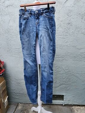 Hollister Medium Wash Low Rise Super Skinny Distressed Jeans W 24 L 30